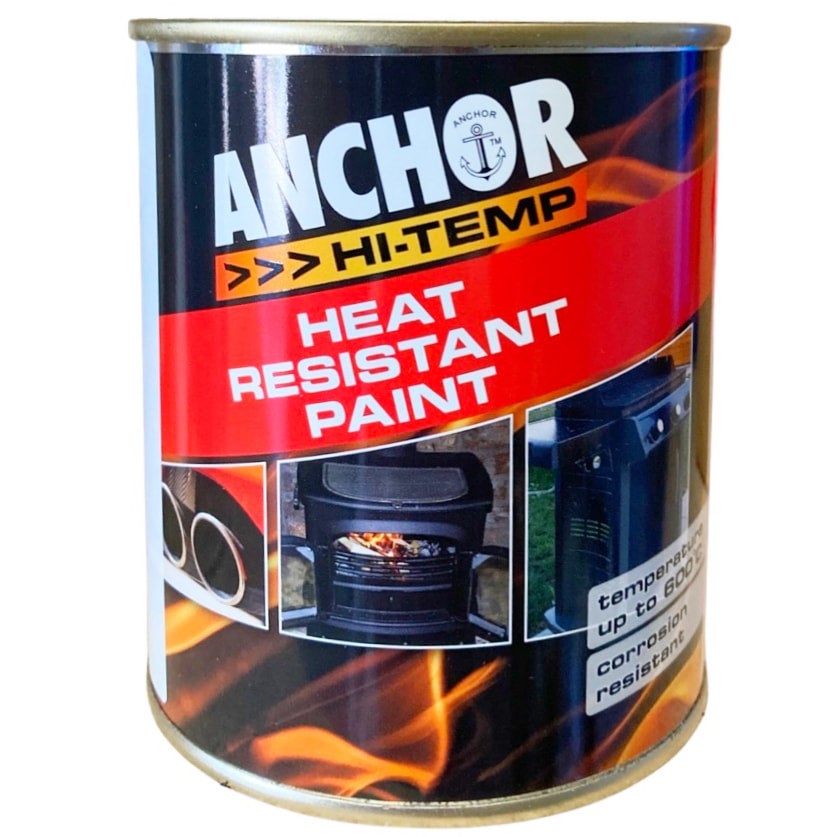Anchor Hi Temp Heat Resistant Paint Black 500ml BBQs Exhaust Manifolds